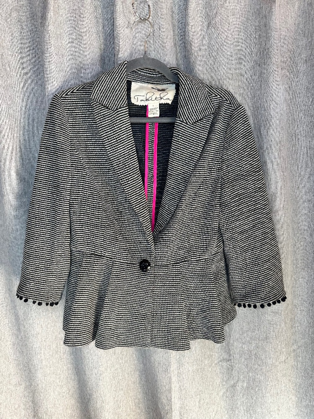 Anthropologie Tabitha Chandelier Striped Peplum Blazer Jacket Large